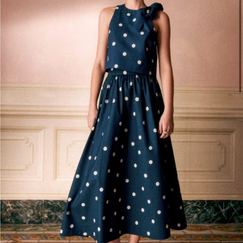 Navy Polka Dot Skirt Set (similar to Sezane Sophie Skirt set)